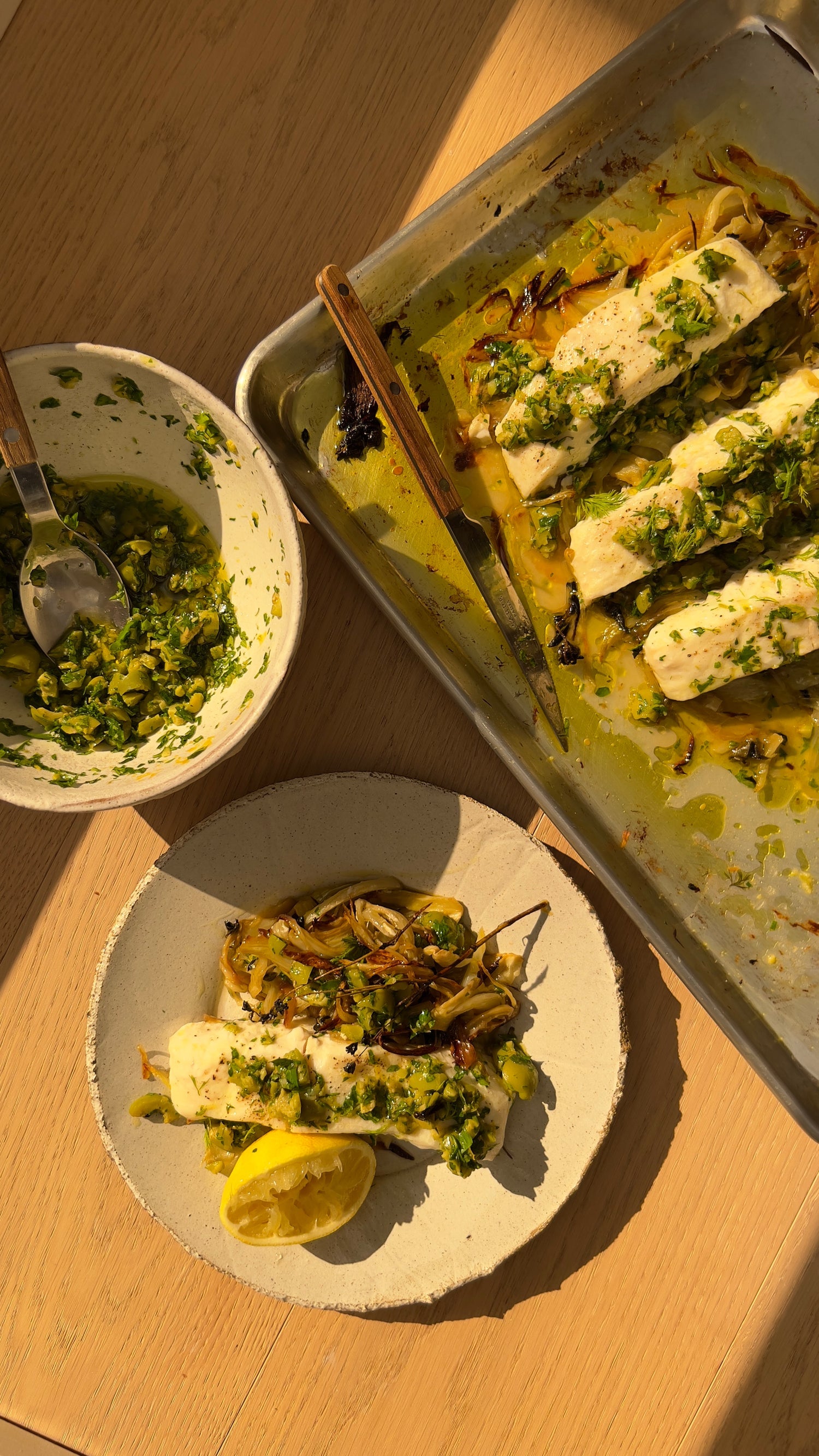 Grilled Halibut with Fennel, Shallots and an Olive Tapenade – Eden Eats