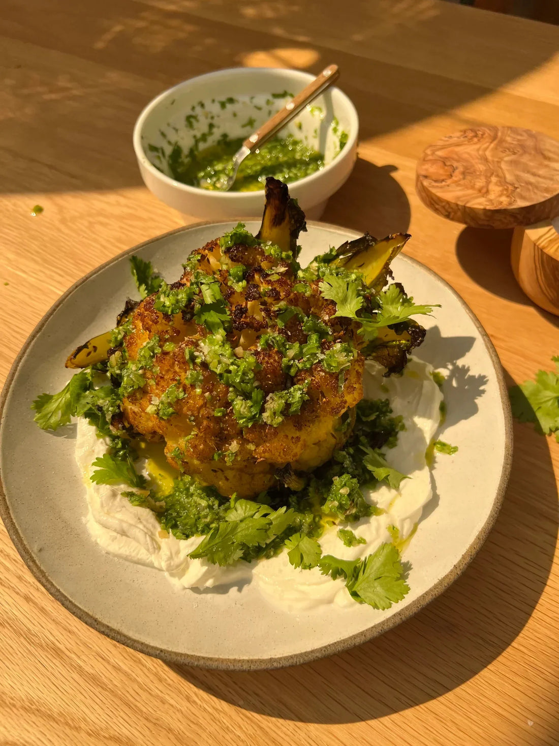 Hawaij Roasted Cauliflower with Chili Gremolata