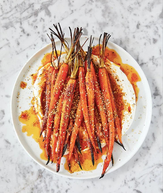 Harissa & Honey Roasted Carrots with Labneh & Dukkah – Eden Eats