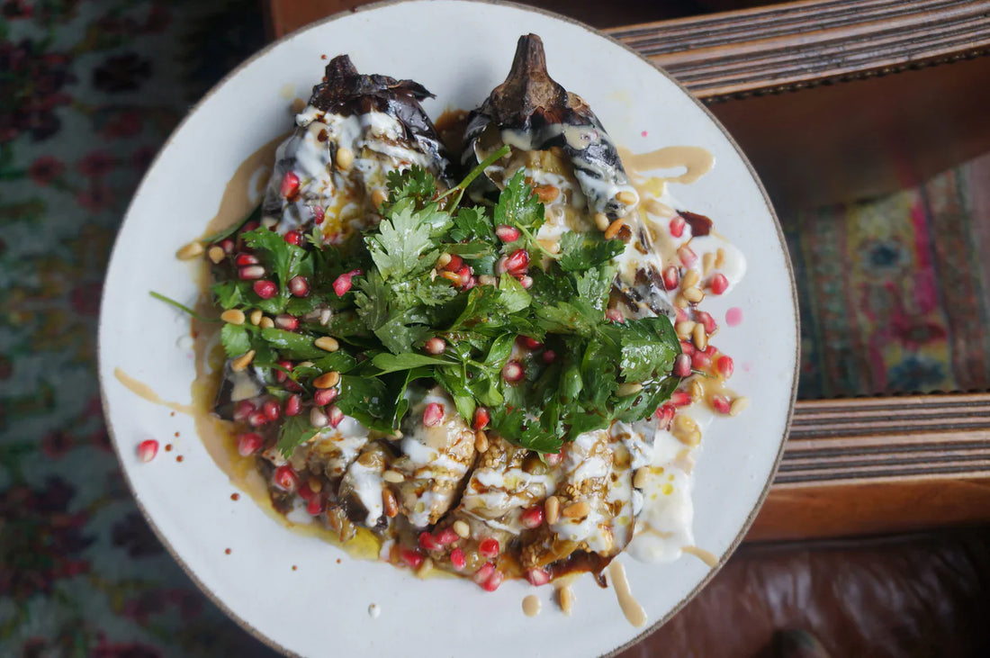 Charred whole eggplant a.k.a eggplant baladi