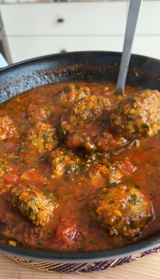 Herbed Rice Meatballs with Lemon Tomato Sauce