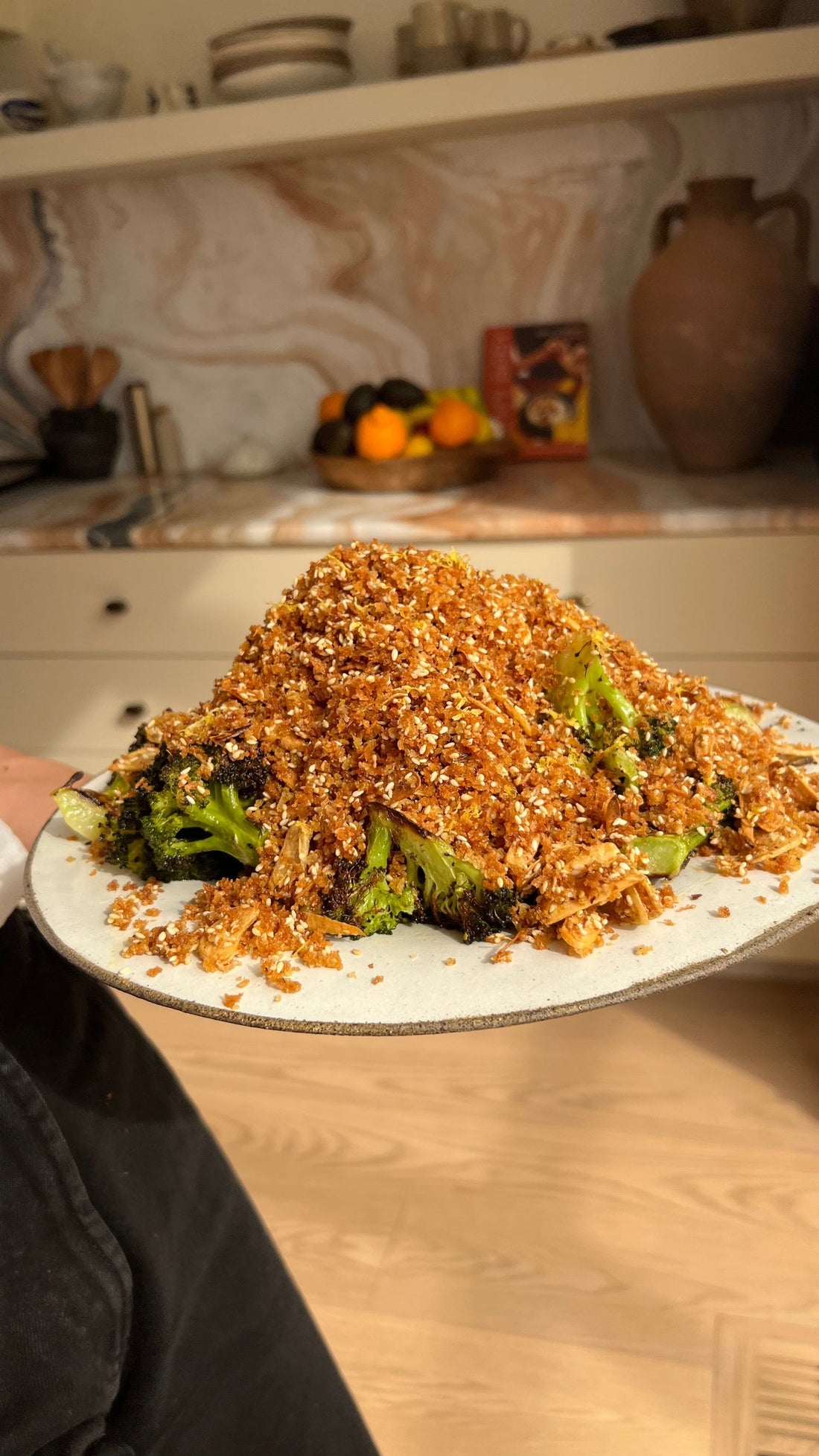 Roasted Broccoli with Garlic Sesame Breadcrumbs