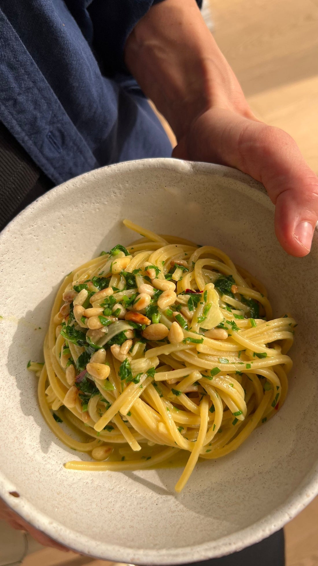 Saffron, Garlic, and Pine Nut Pasta