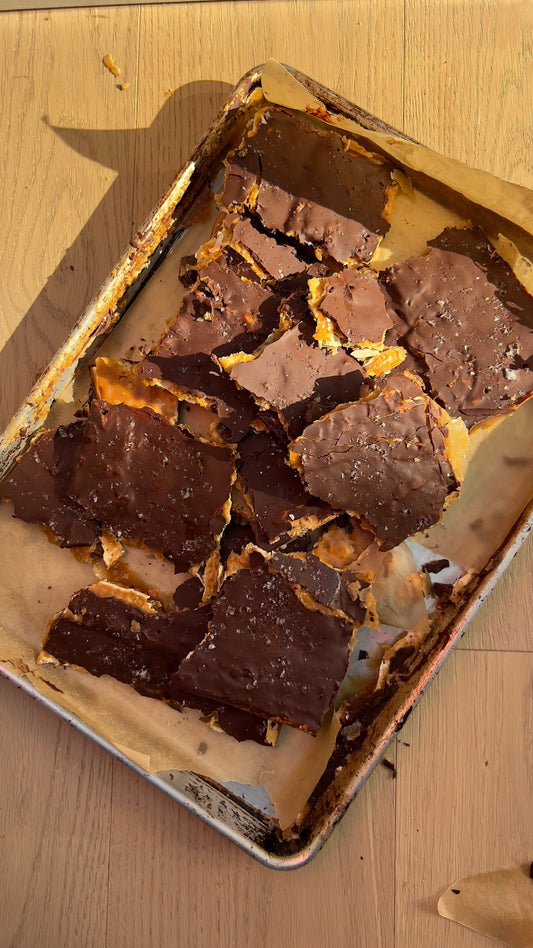 tahini toffee matzah bark