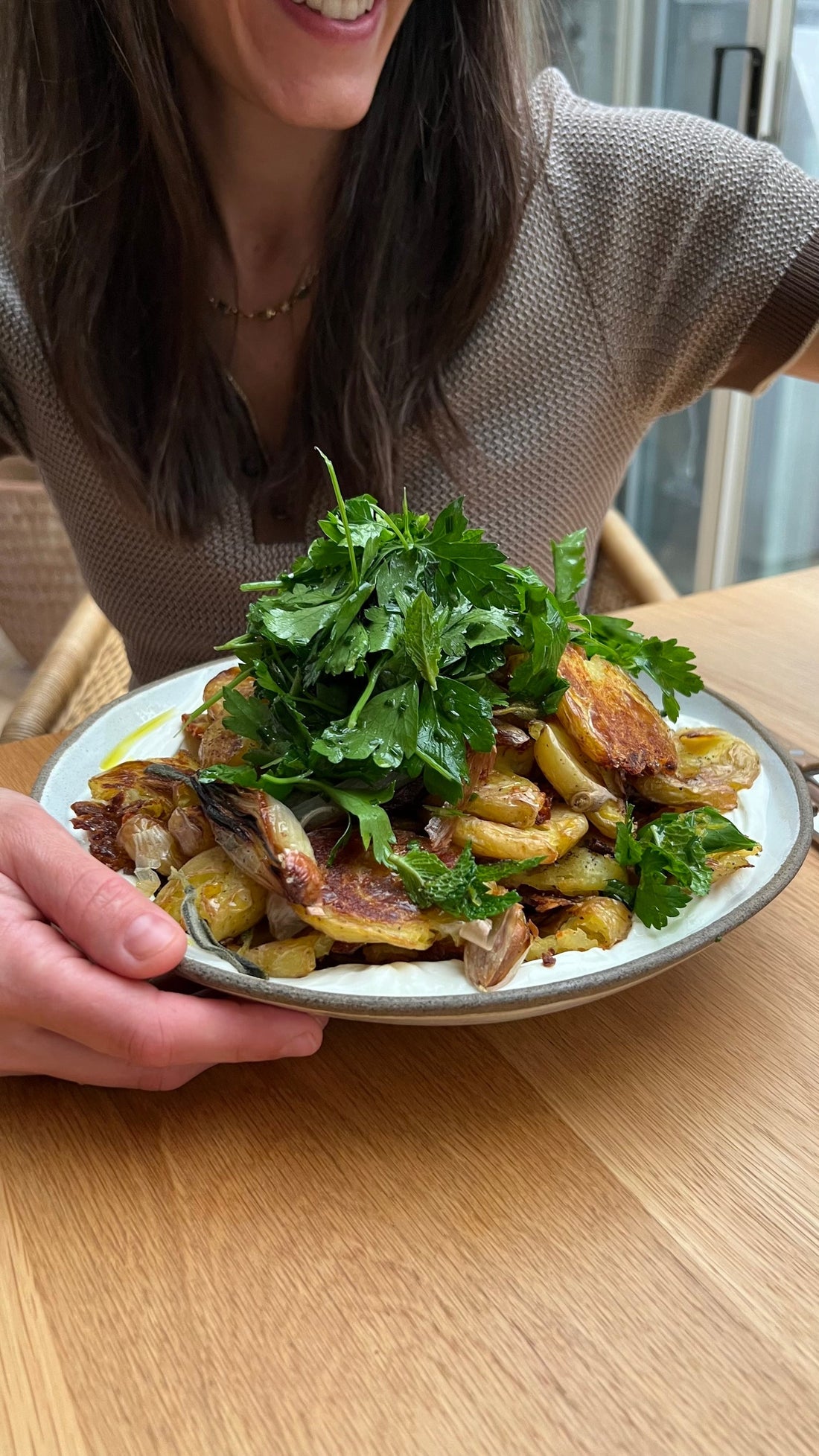 Crispy Potatoes with an Herb Salad