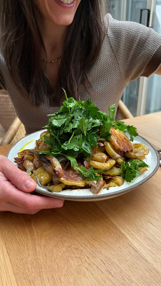 Crispy Potatoes with an Herb Salad