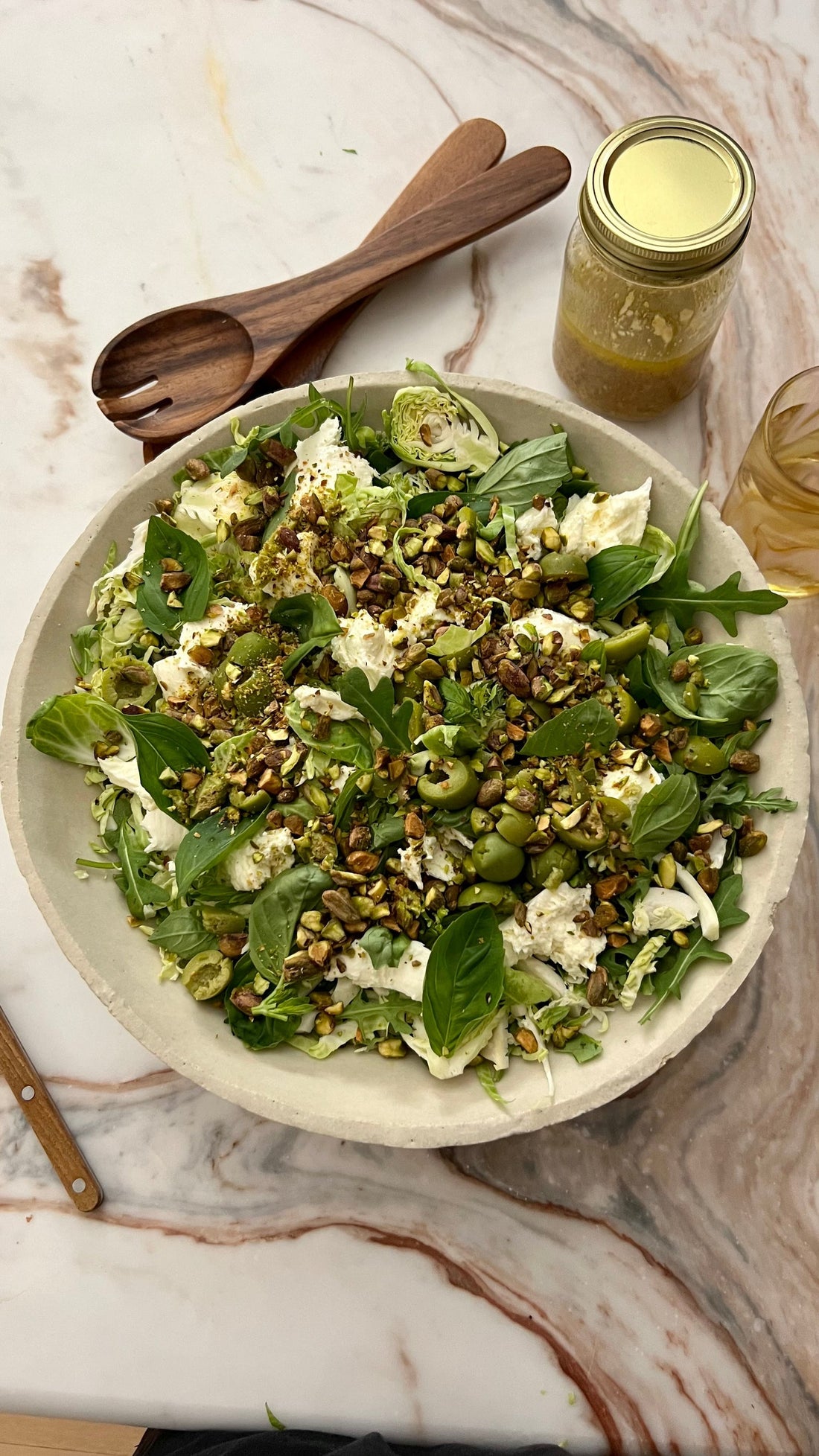 Brussels, Basil and Mozzarella Salad