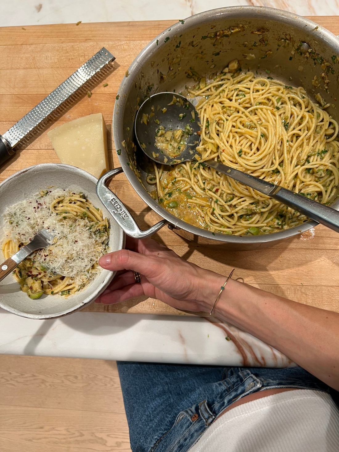 Green Olive and Artichoke Pasta with Parsley and Lemon
