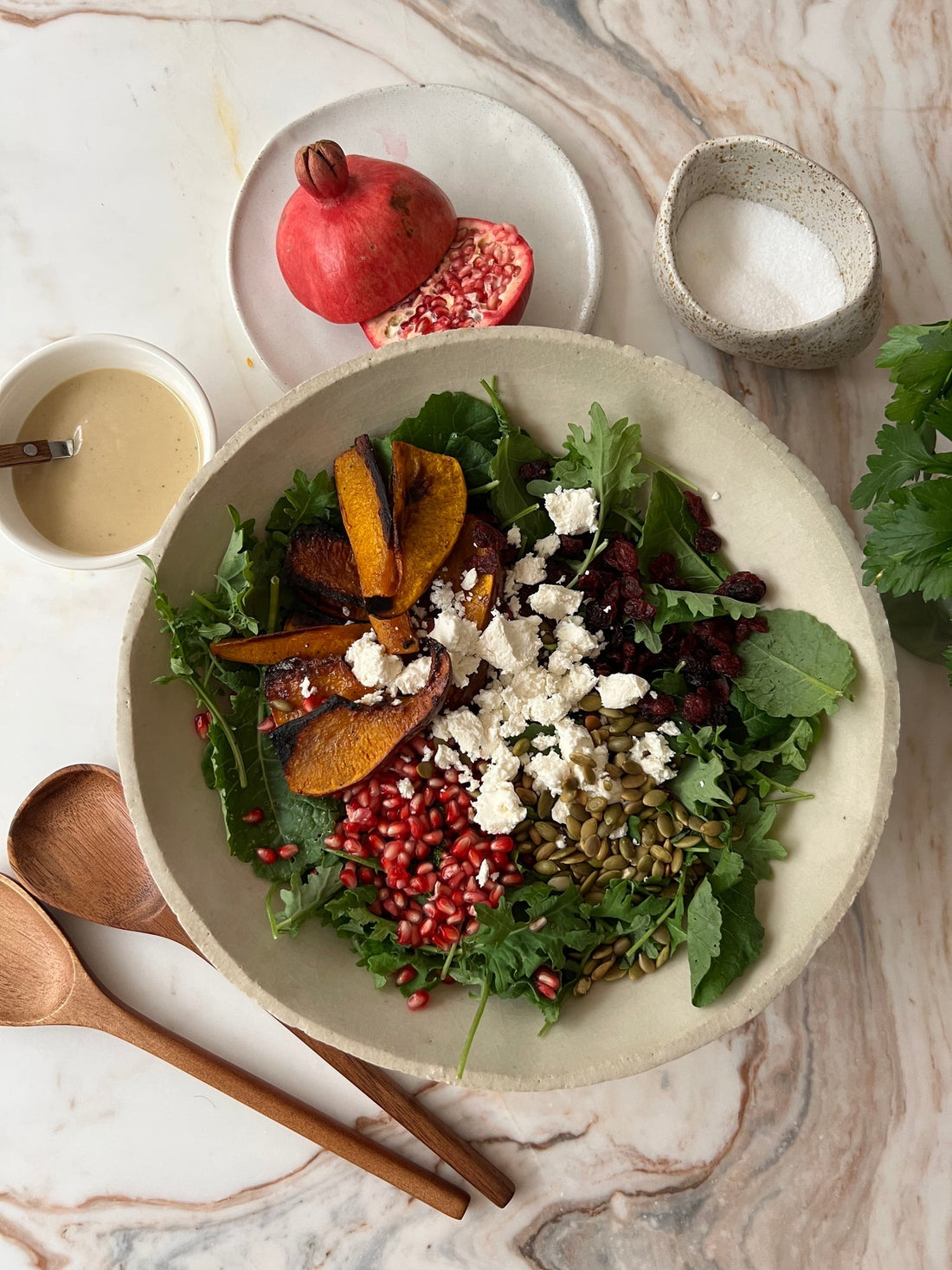 Fall Harvest Salad with Maple Tahini Vinaigrette