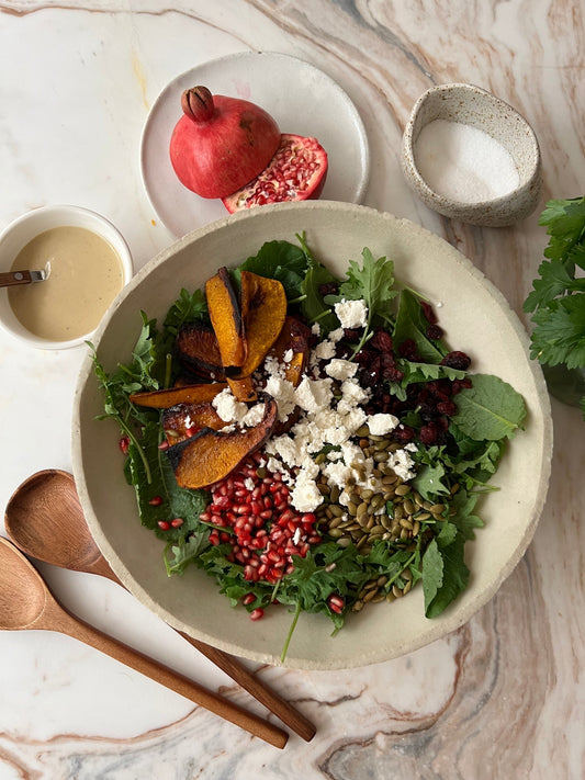Fall Harvest Salad with Maple Tahini Vinaigrette