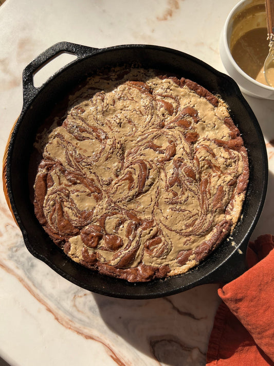 Tahini Swirl Skillet Brownie