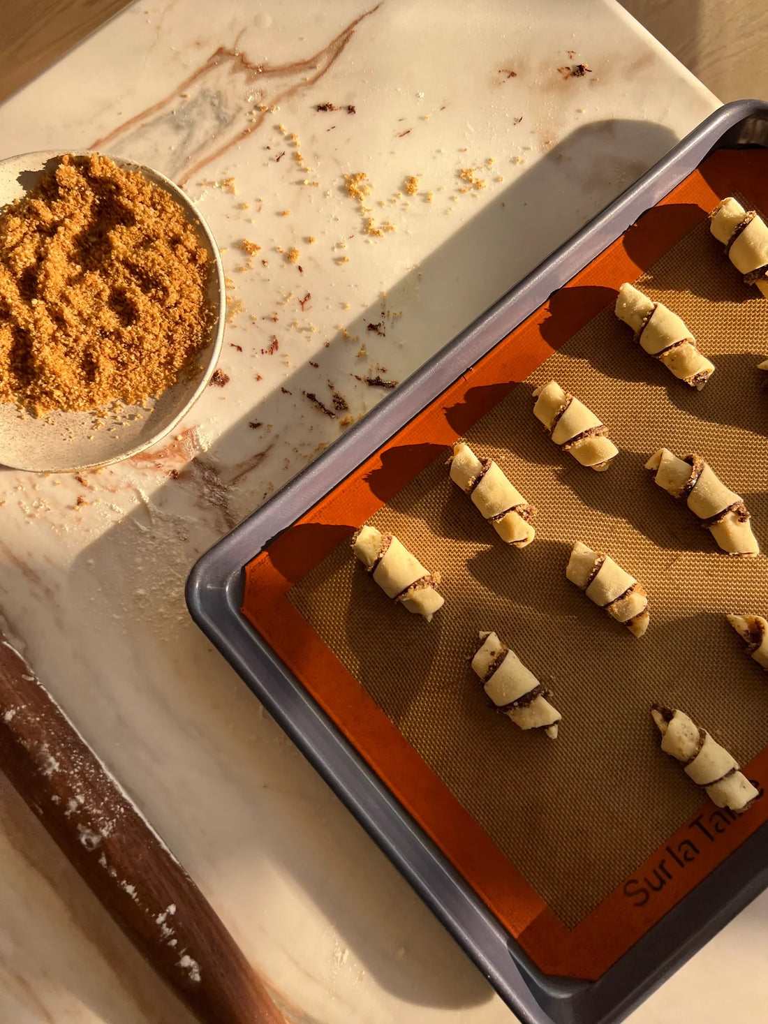 Chocolate walnut and brown sugar rugelach