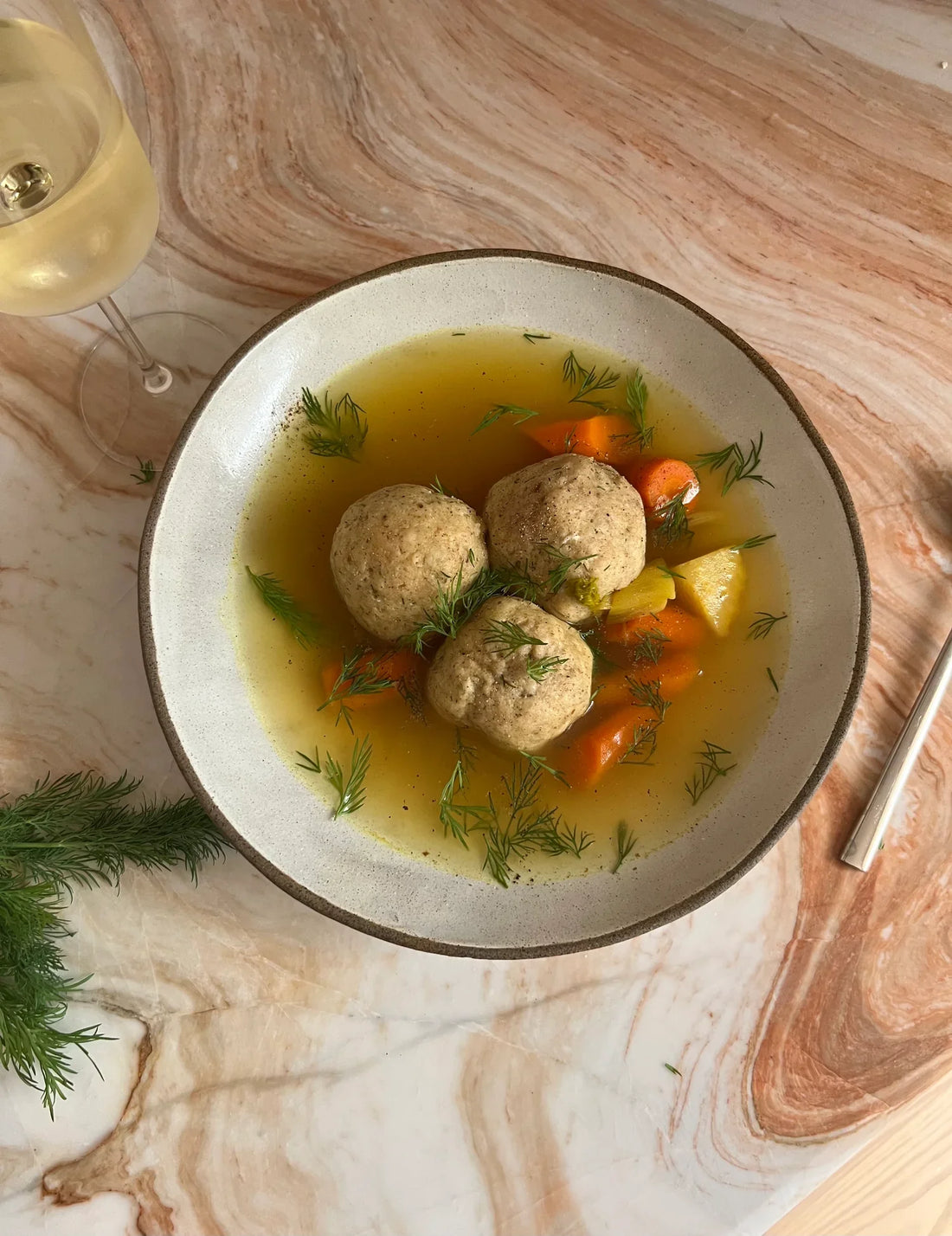 Veggie Matzah Ball Soup