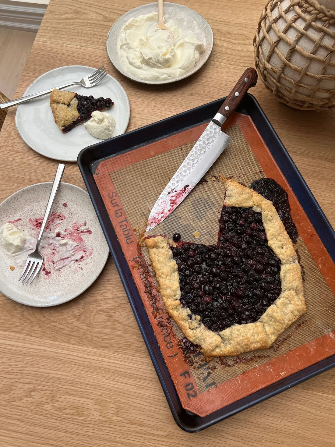 Honey Blueberry Crostata with Whipped Cream