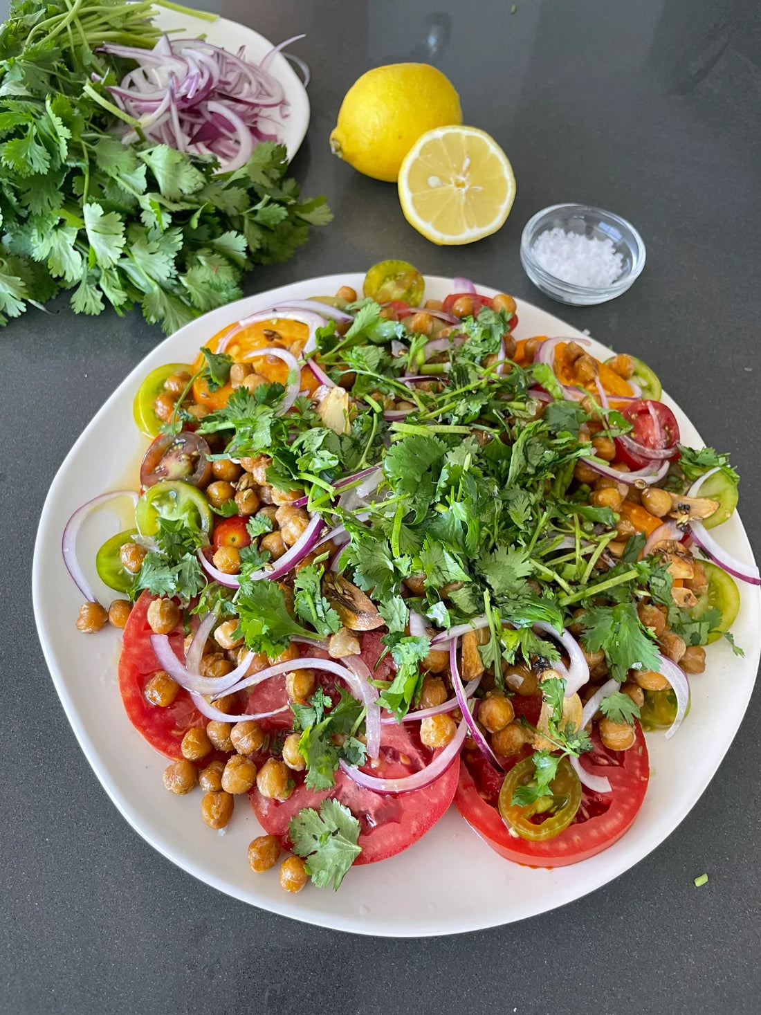 Tomato Chickpea Spiced Salad