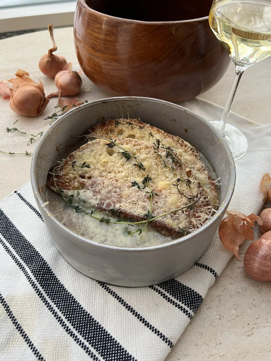 Mushroom soup with gruyere toast