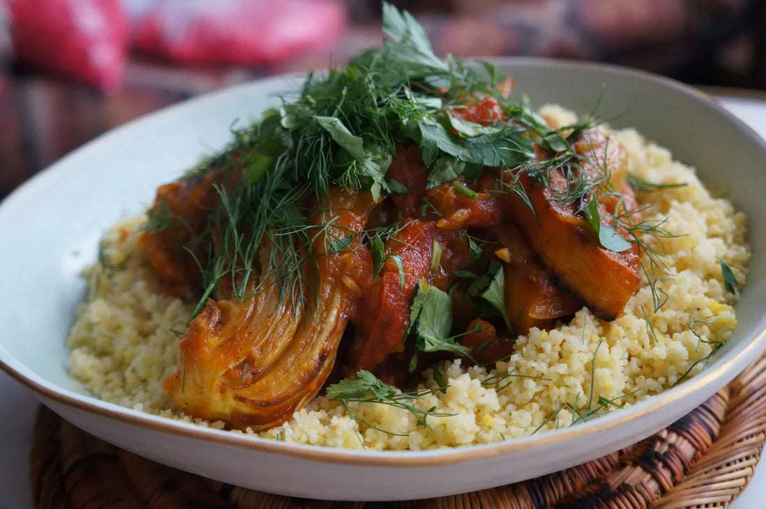 Butternut Squash & Roasted Fennel Tagine with Saffron Couscous