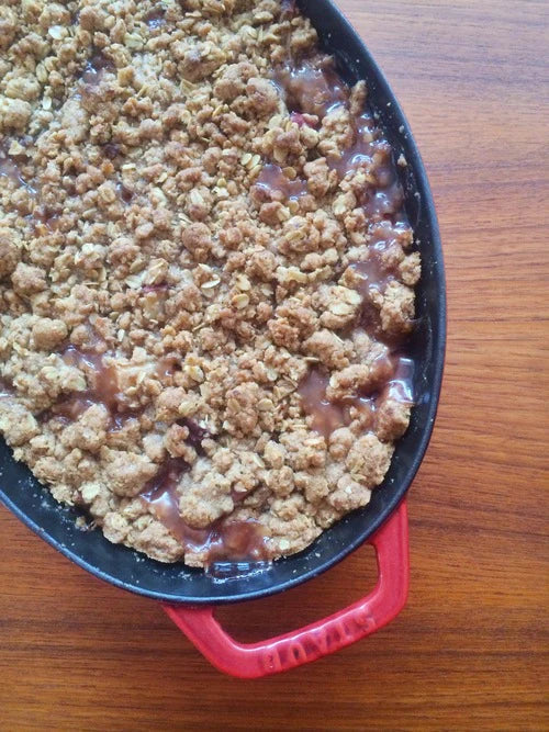 Peach Coconut and Cardamom crumble