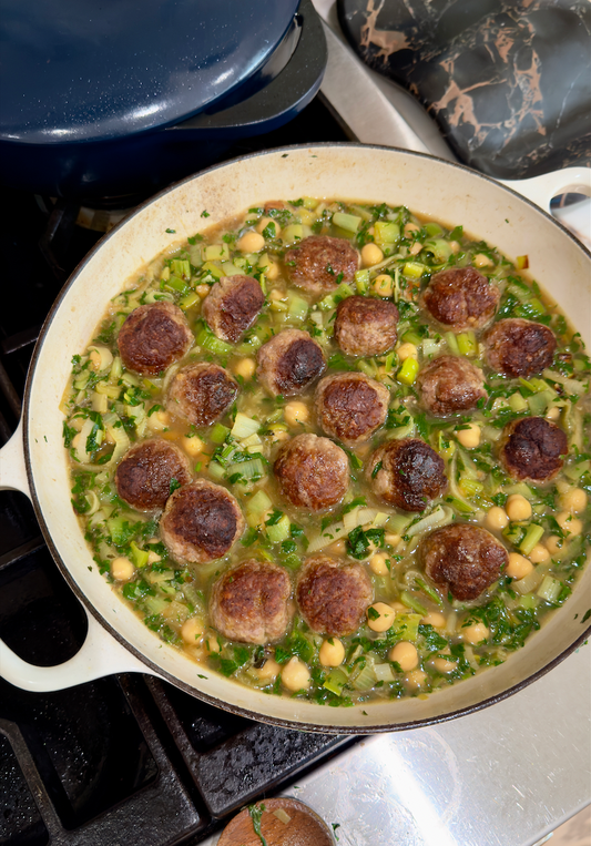 lemony herb meatballs with easy couscous