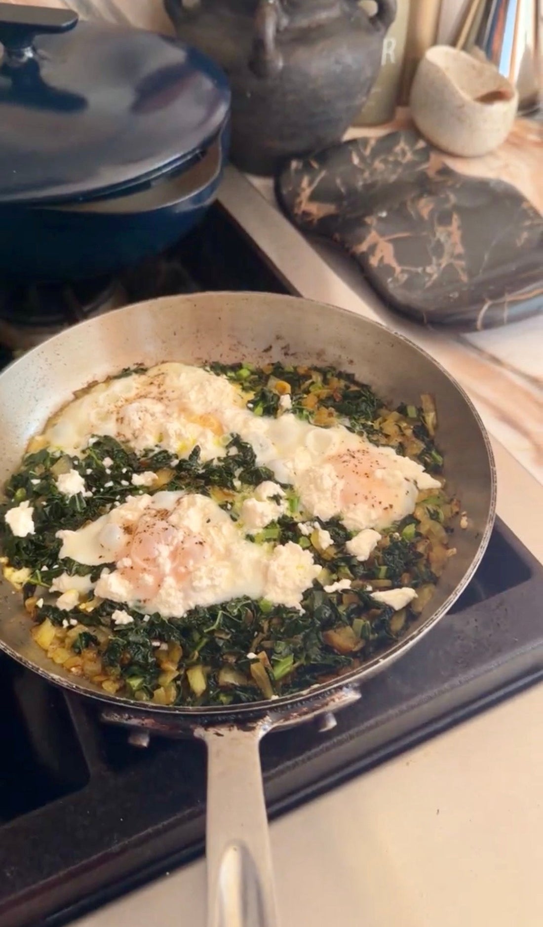 solo green kale eggs with feta