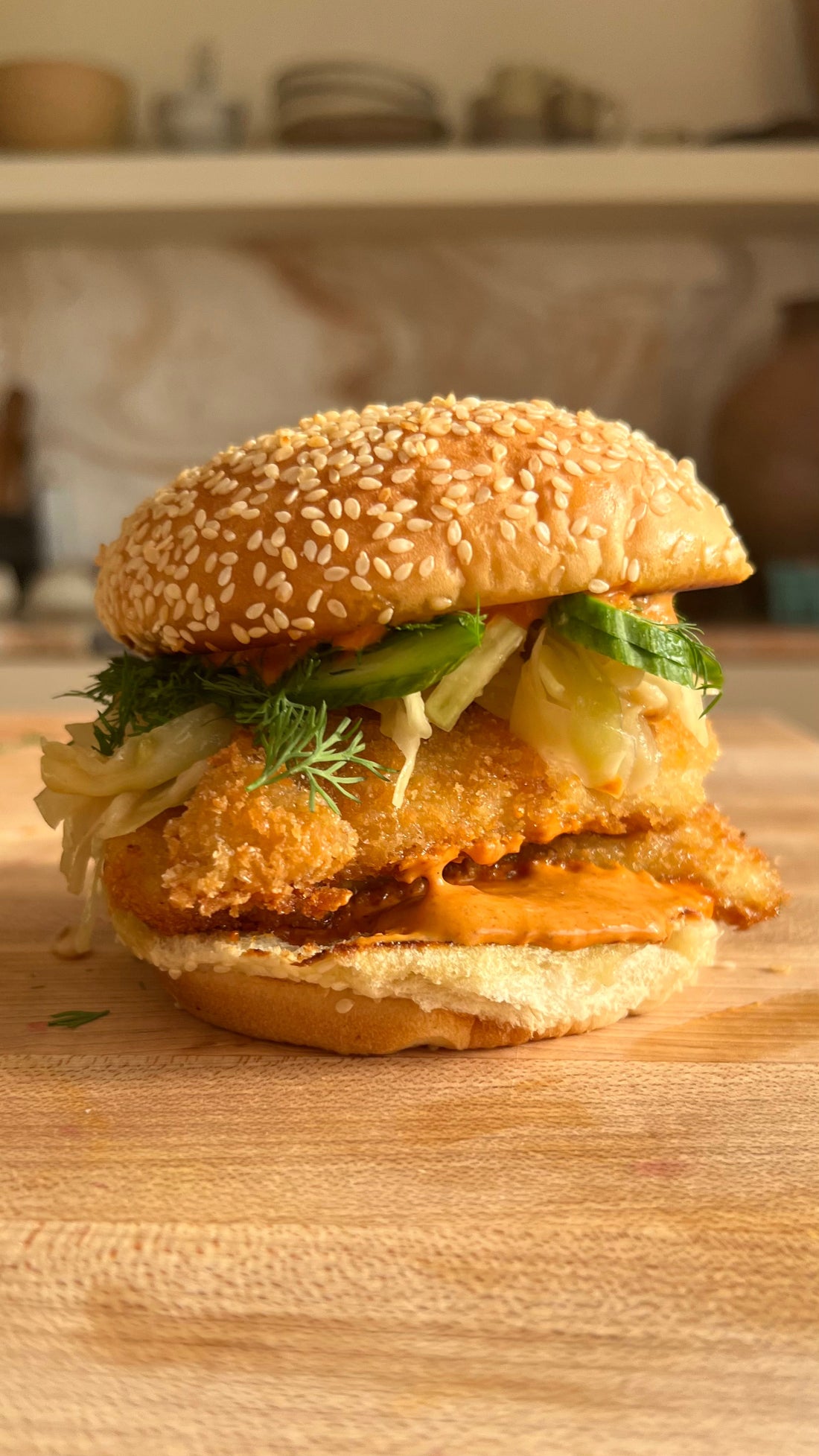 Crispy Snapper Sandwich with Harissa Mayo and Cabbage Slaw