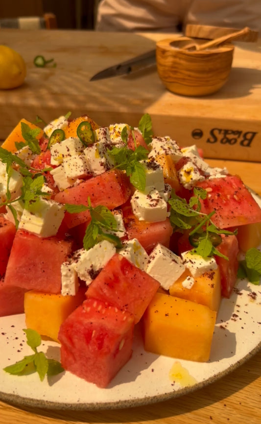 Melon Salad with Feta, Sumac and mint