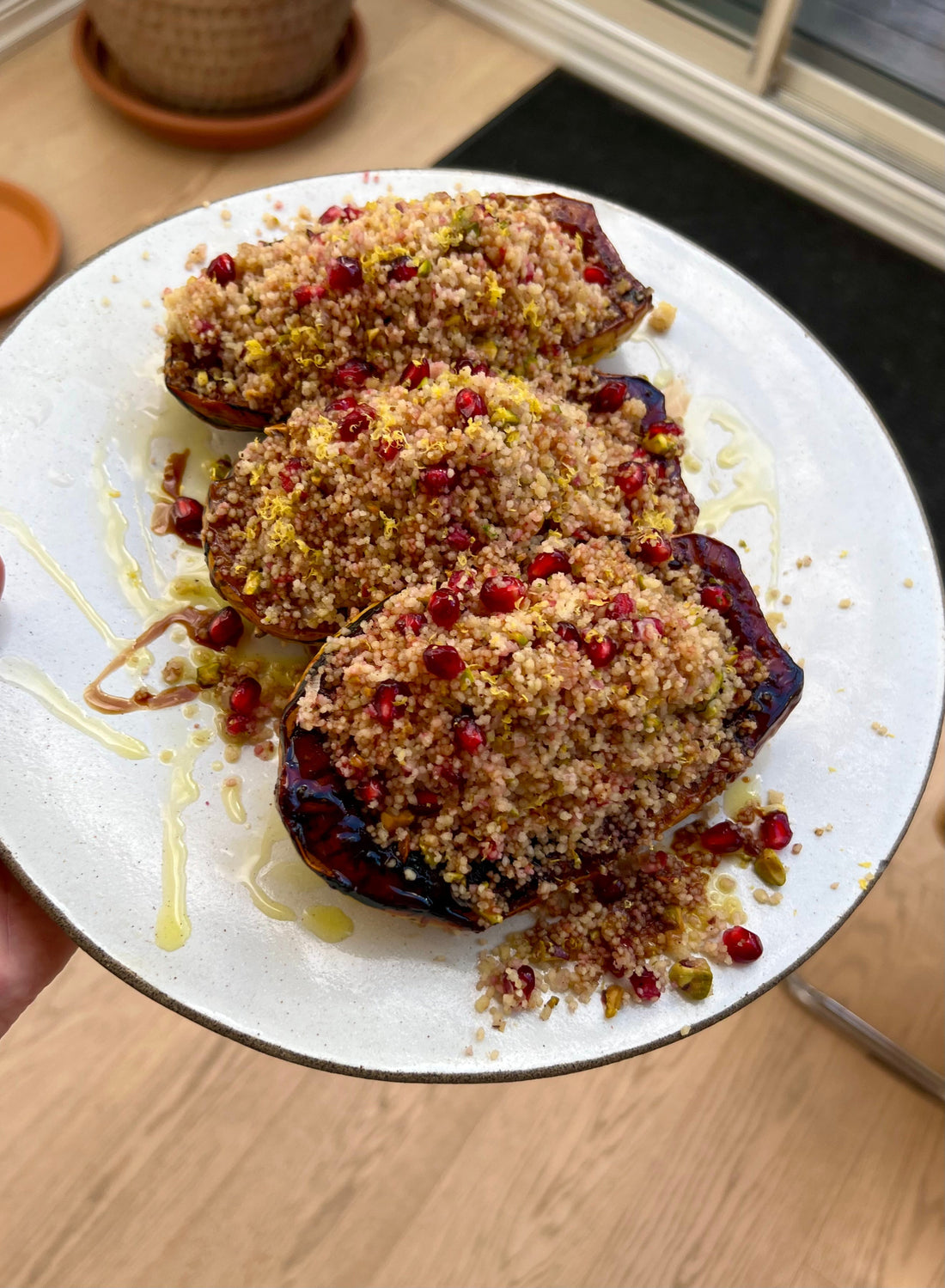 Pomegranate Delicata Squash with Jewelled Couscous