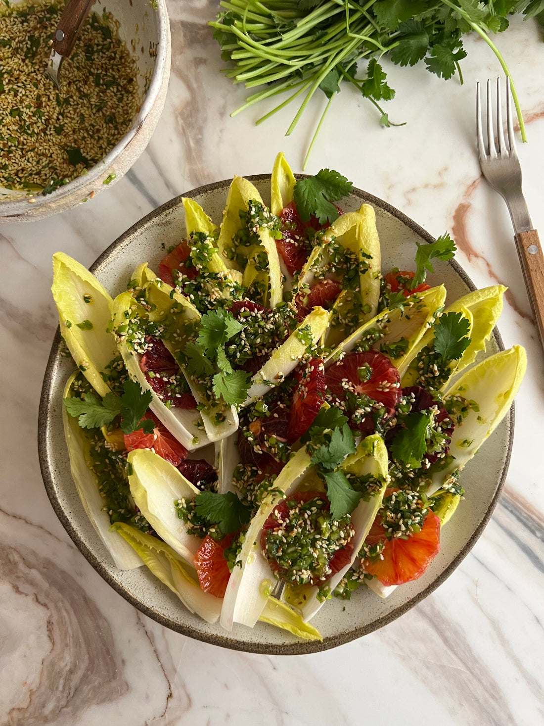 Citrus and Endive Salad with Cilantro and Sesame Crunch