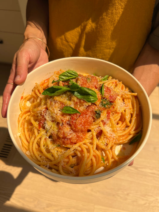 Tomato Bucatini with Lemon and Basil